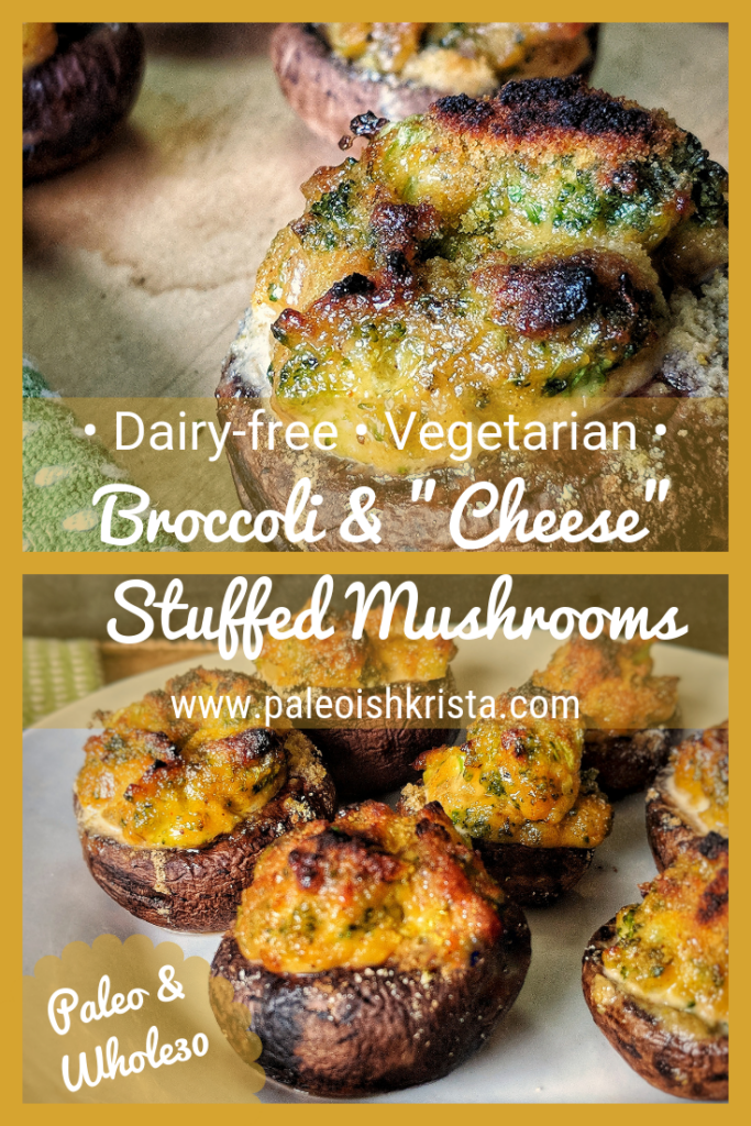 Dairy-Free Broccoli & Cheese Stuffed Mushrooms